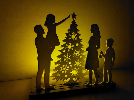 Tablou Luminos Personalizat - Siluetă Familie/Cuplu Imprimată 3D