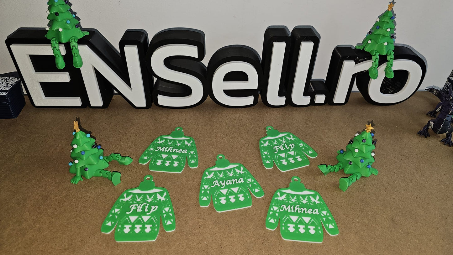 Ornament de Brad "Pulover de Crăciun" cu Nume