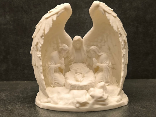 Nașterea Domnului Sub Aripa Îngerului 3D – Decor Creștin Luminos cu LED