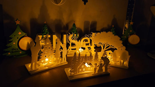 Tablou Luminos Personalizat  - Siluetă Familie/Cuplu Imprimată 3D