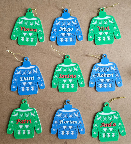 Ornament de Brad "Pulover de Crăciun" cu Nume